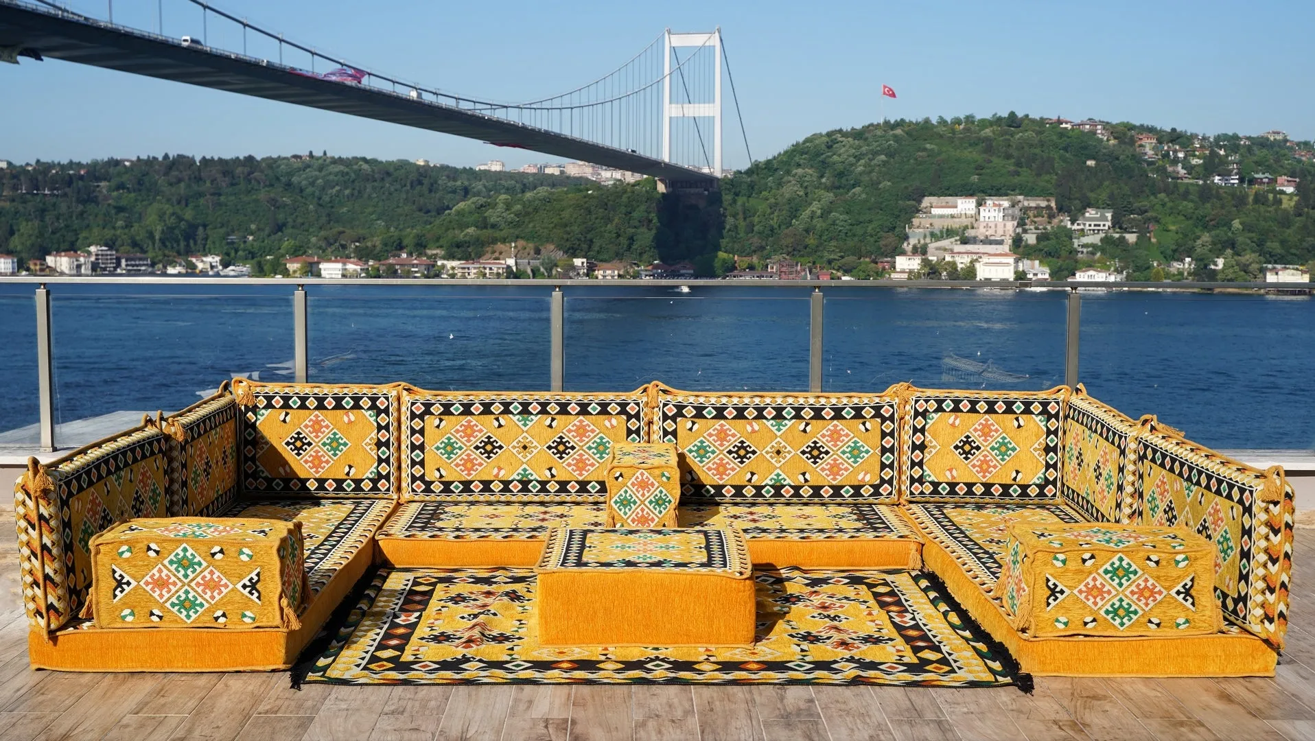 Arabic Floor Sofa Set, Yellow Floor Cushions, Balcony Patio Sofas, Pallet Sofa, Ethnic Sofa, Moroccan Sofas, U Shaped Sofas