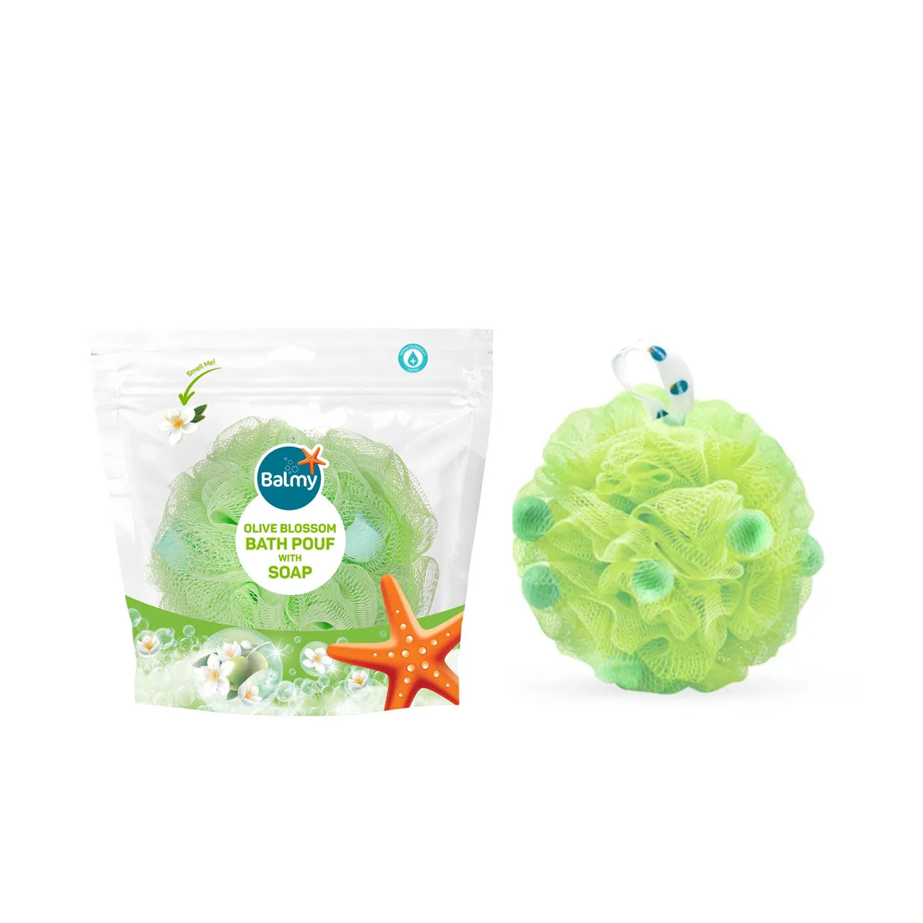 Bath Pouf with Soap Pieces Olive Blossom