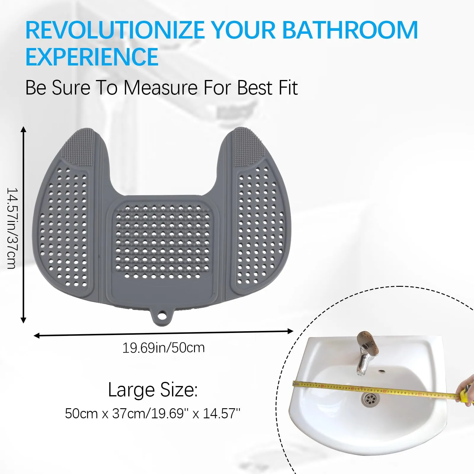 Bathroom Sink Cover For Counter Space Makeup,Silicone Compact Rollable Foldable Sink Cover with Hanging Loop, Heat Resistant, Space Saver (Gray)