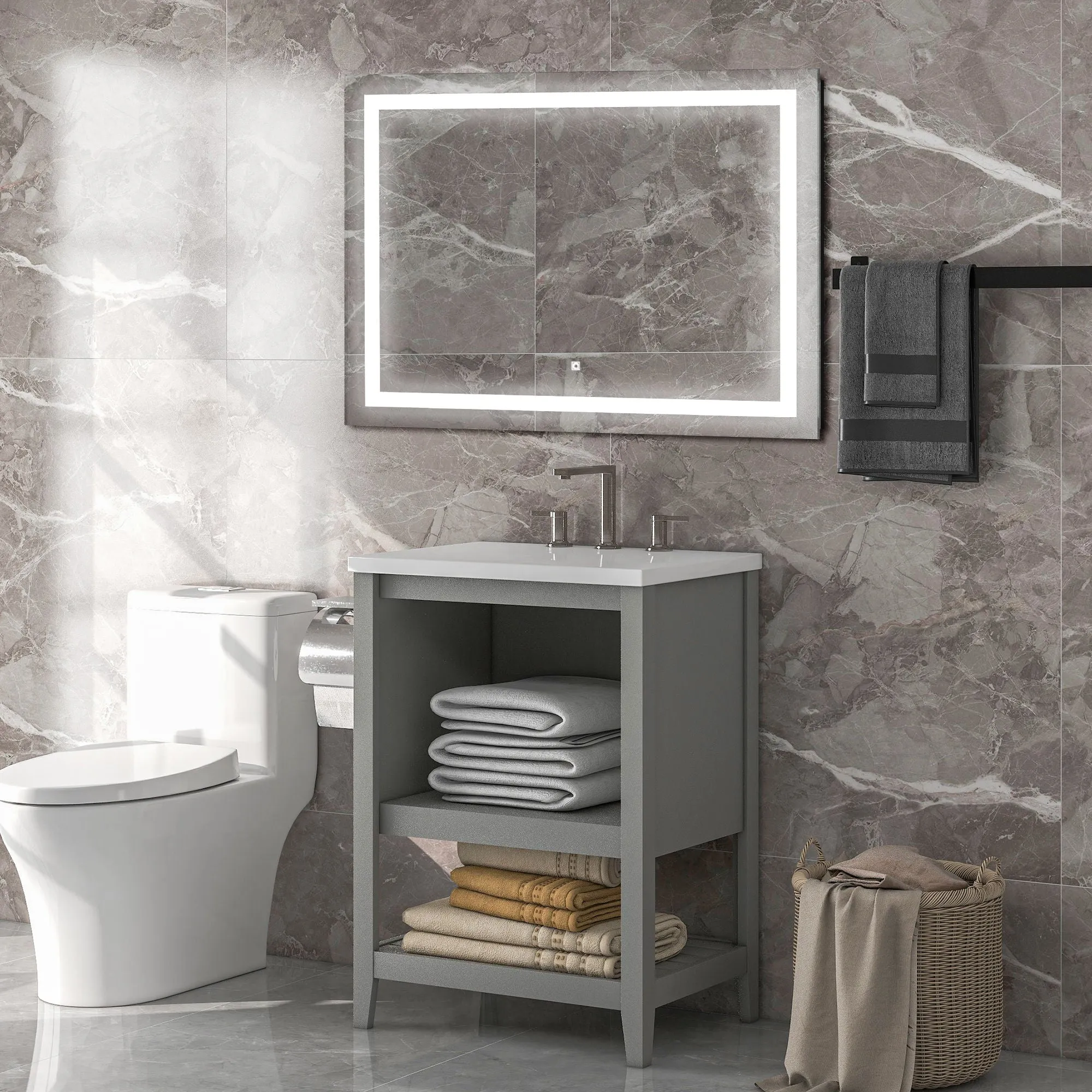 Bathroom Vanity Led Lighted Mirror (Horizontal/Vertical) 36*28In