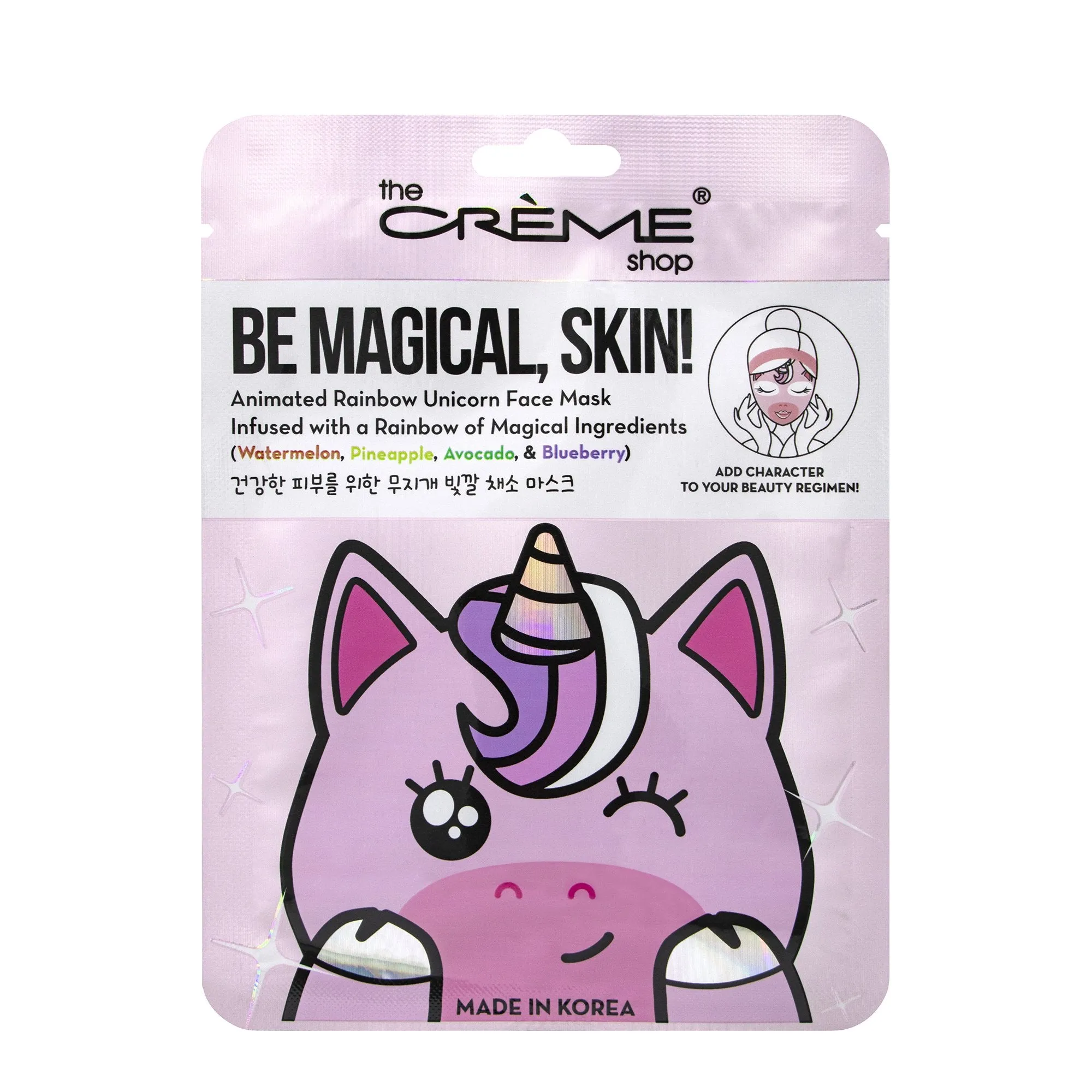 Be Magical, Skin! Animated Rainbow Unicorn Face Mask - Rainbow of Magical Ingredients