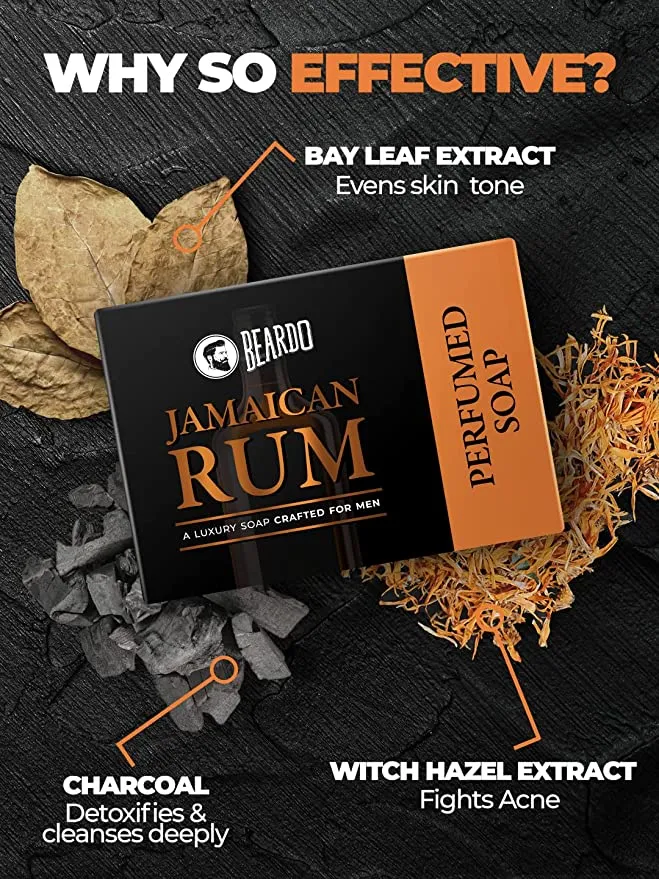 BEARDO Jamaican Rum Perfumed Luxury Soap Crafted for Men, 75g