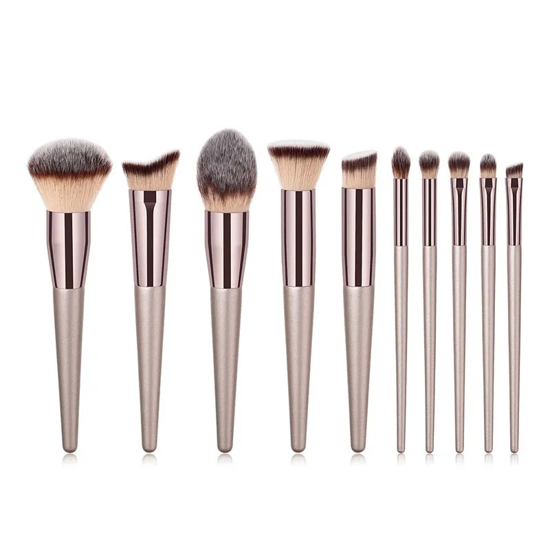 Beauty 4 to 10pieces Champagne makeup brushes set