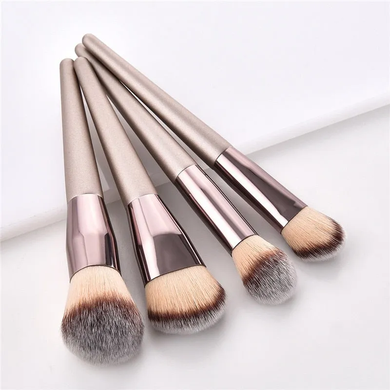 Beauty 4 to 10pieces Champagne makeup brushes set