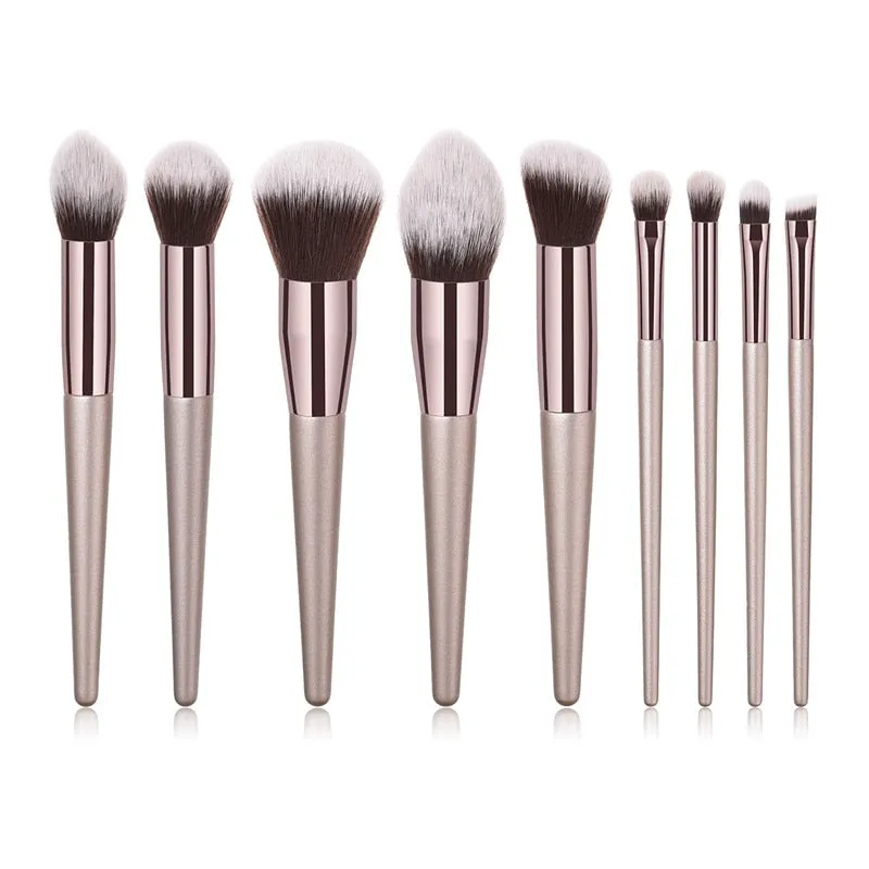 Beauty 4 to 10pieces Champagne makeup brushes set