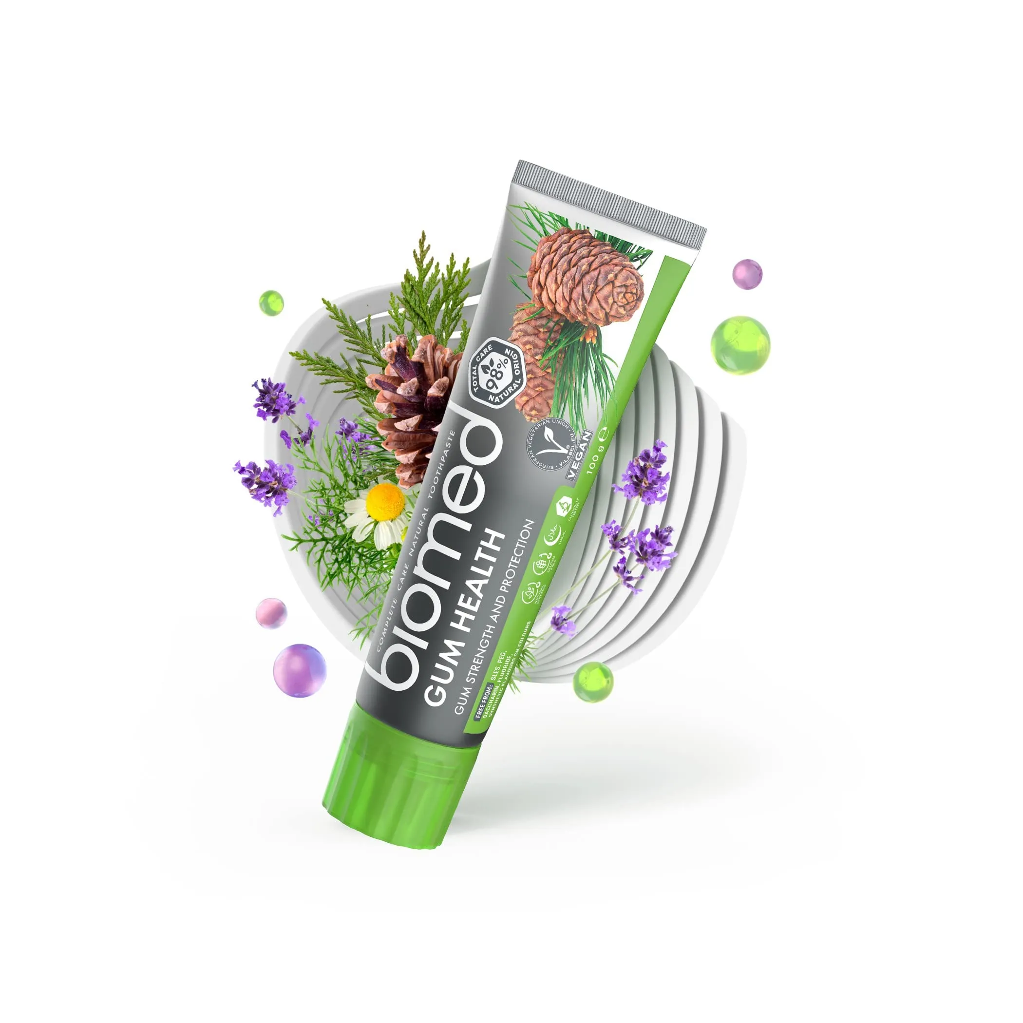 Biomed Gum Health 98% Natural Toothpaste | Gum Strength & Protection | Sage Ecalyptus Rosemary Cedar Essential Oils, Vegan, SLES Free 100g