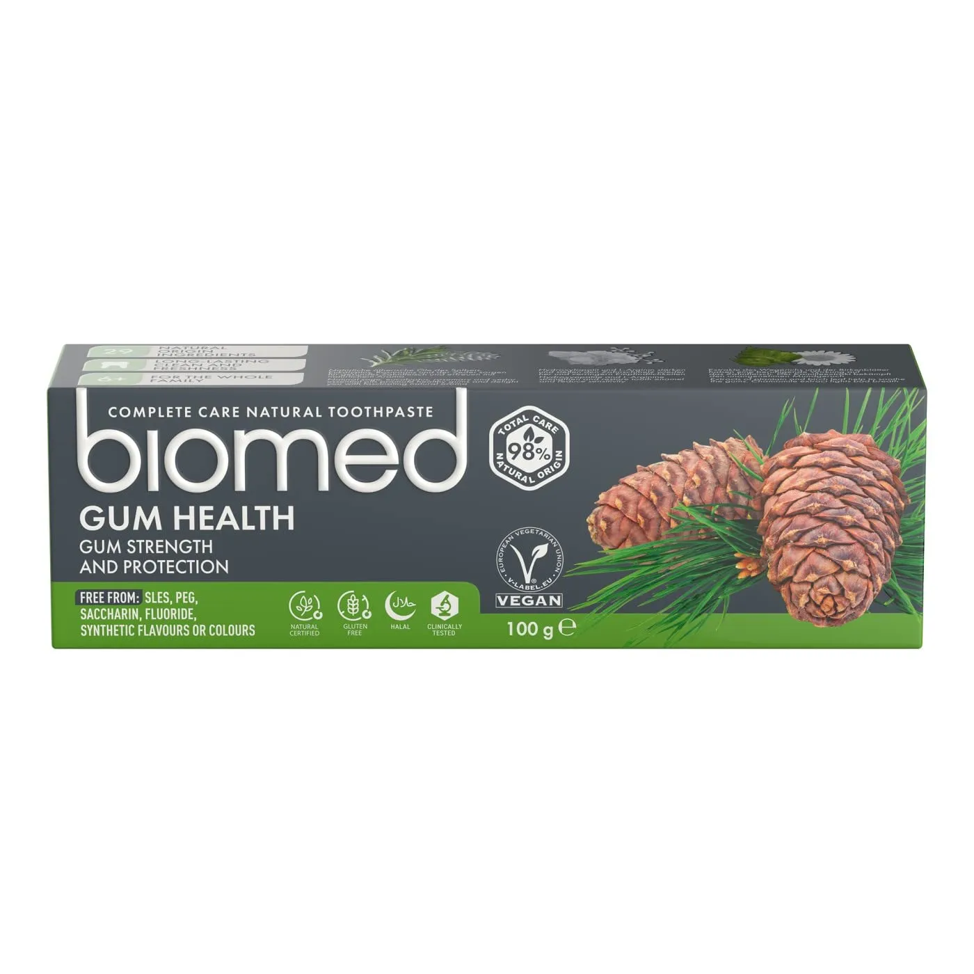 Biomed Gum Health 98% Natural Toothpaste | Gum Strength & Protection | Sage Ecalyptus Rosemary Cedar Essential Oils, Vegan, SLES Free 100g