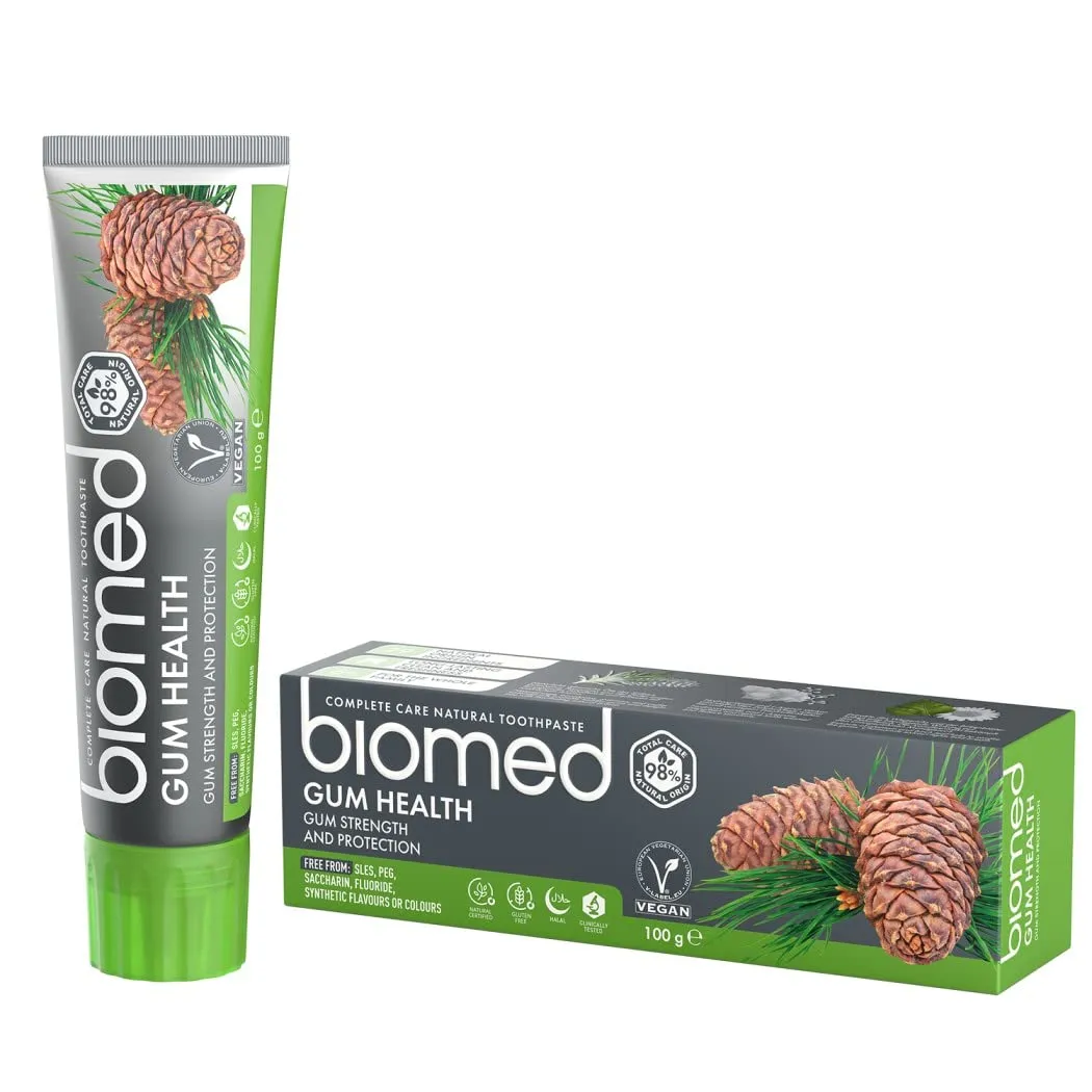 Biomed Gum Health 98% Natural Toothpaste | Gum Strength & Protection | Sage Ecalyptus Rosemary Cedar Essential Oils, Vegan, SLES Free 100g