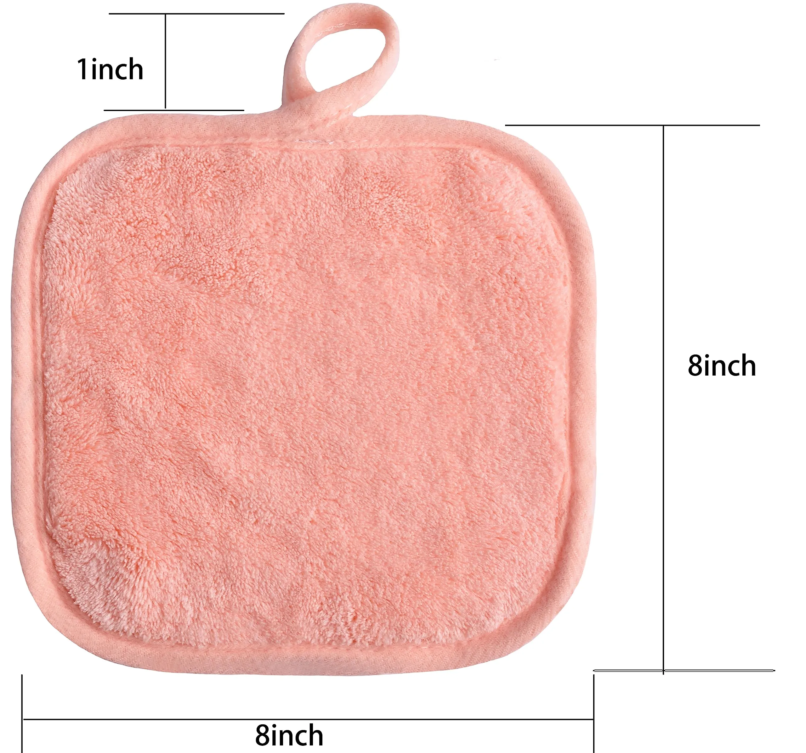BloomSesame Makeup Remover Cloths for Face, Eye, Lips - Reusable Makeup Remover Pads Soft Microfiber Facial Cleansing Cloths 8 x 8 inch 12 Pack (Coral)