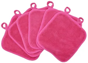BloomSesame Makeup Remover Cloths for Face, Eye, Lips - Reusable Makeup Remover Pads Soft Microfiber Facial Cleansing Cloths 8 x 8 inch 6 Pack (Dark Pink)