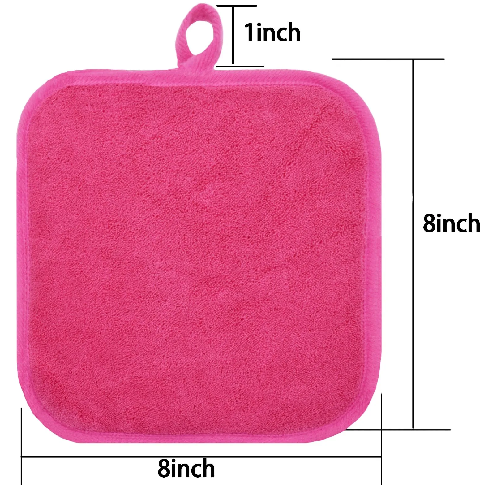 BloomSesame Makeup Remover Cloths for Face, Eye, Lips - Reusable Makeup Remover Pads Soft Microfiber Facial Cleansing Cloths 8 x 8 inch 6 Pack (Dark Pink)