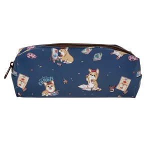 Blue Color Me Corgi Large Pencil Case