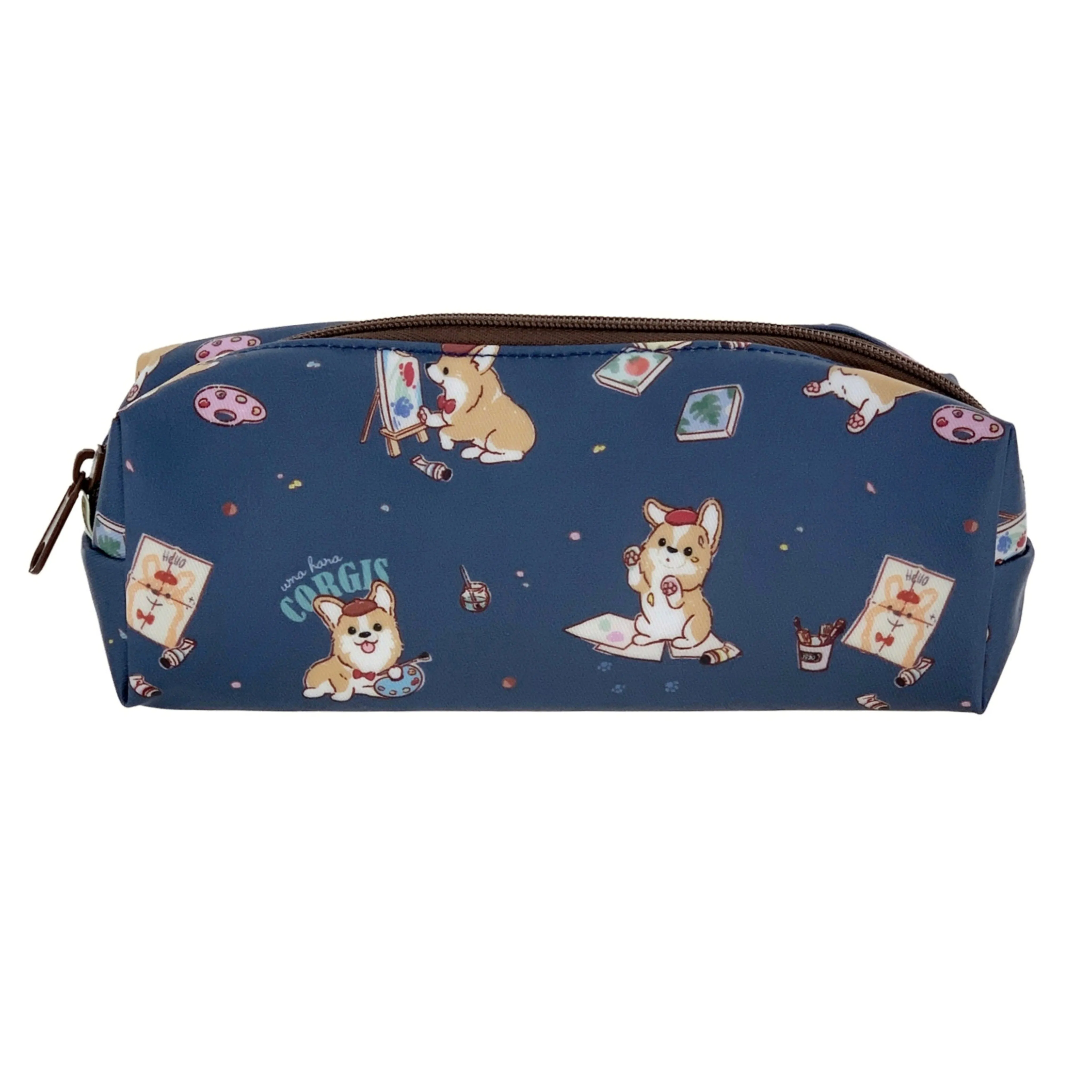 Blue Color Me Corgi Large Pencil Case