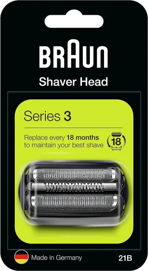 Braun 21B Series 2 Electric Shaver Replacement Foil and Cassette Cartridge - Black