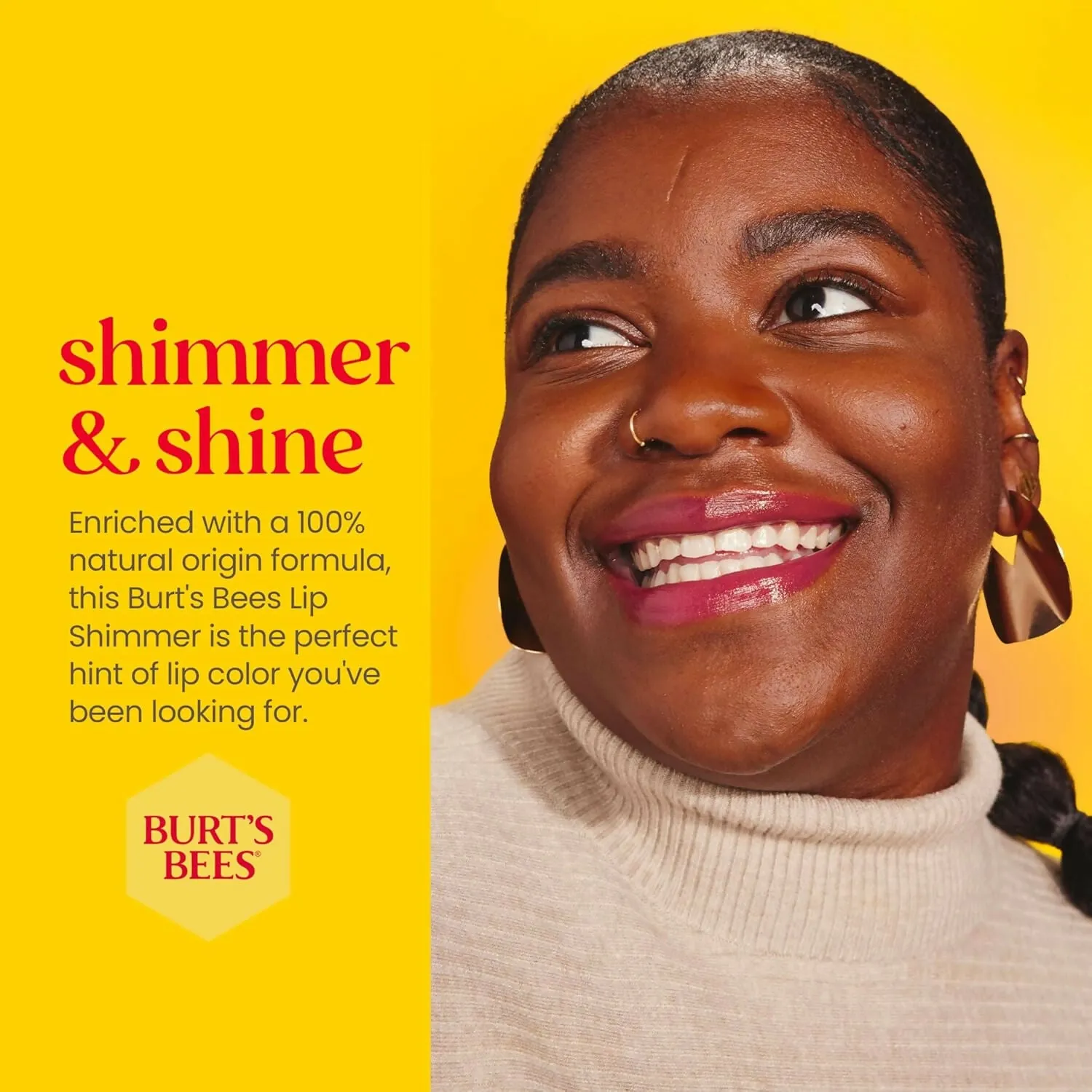Burt's Bees Lip Shimmer for Women - Rhubarb