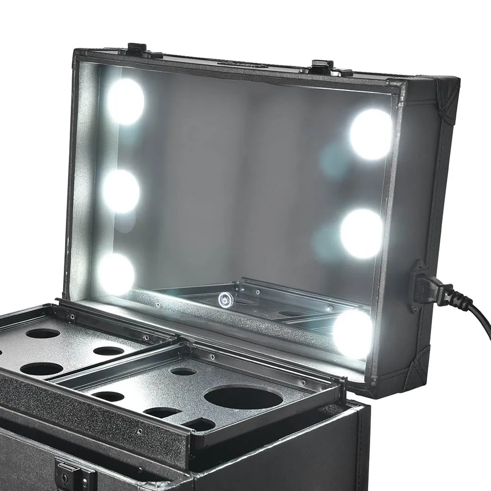 Byootique Large Makeup Case Trolley with Mirror & Lights – Portable, Safe & Durable