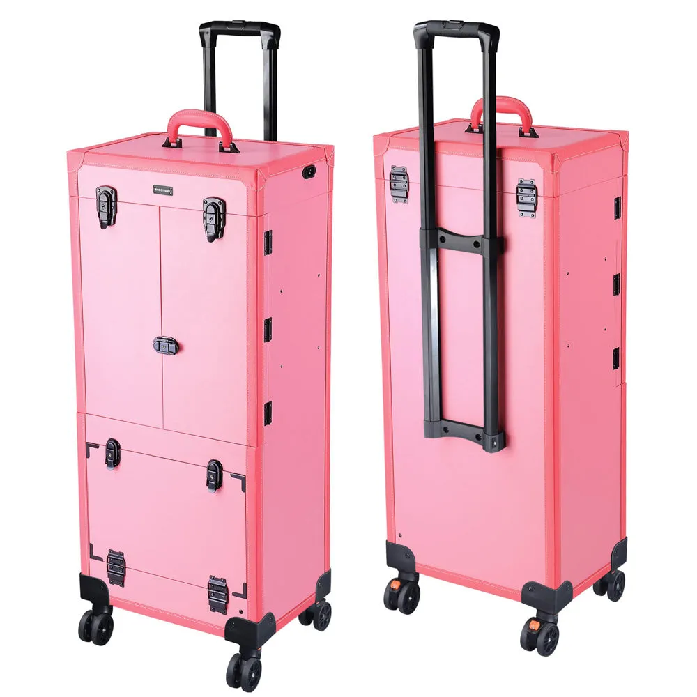 Byootique Large Makeup Case Trolley with Mirror & Lights – Portable, Safe & Durable