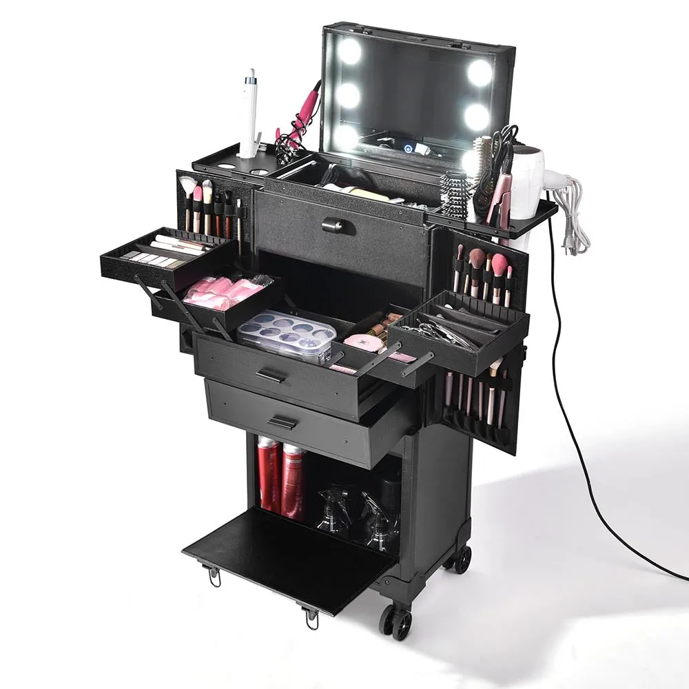 Byootique Large Makeup Case Trolley with Mirror & Lights – Portable, Safe & Durable