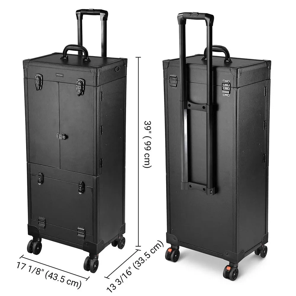 Byootique Large Makeup Case Trolley with Mirror & Lights – Portable, Safe & Durable