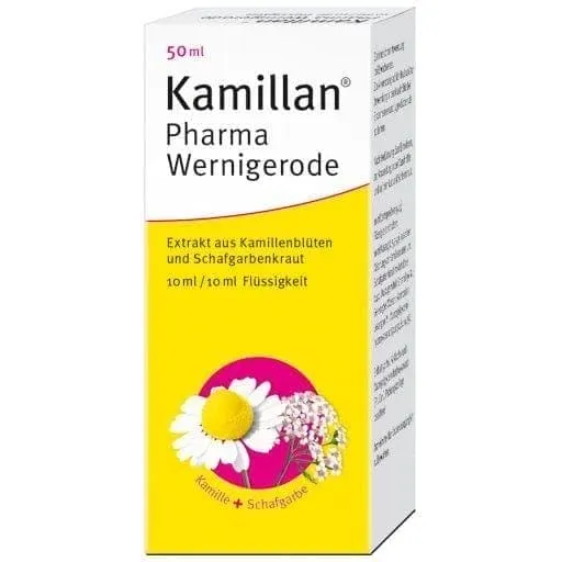 Chamomile liquid, yarrow herbs, chamomile extract