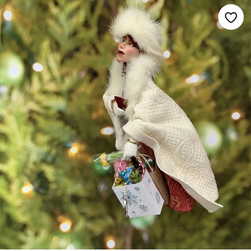 Christmas Shopper Hanging ornament - Love to shop - Gift for wife - Shopaholic christmas ornament -Trophy Wife Shopping - Handmade Christmas