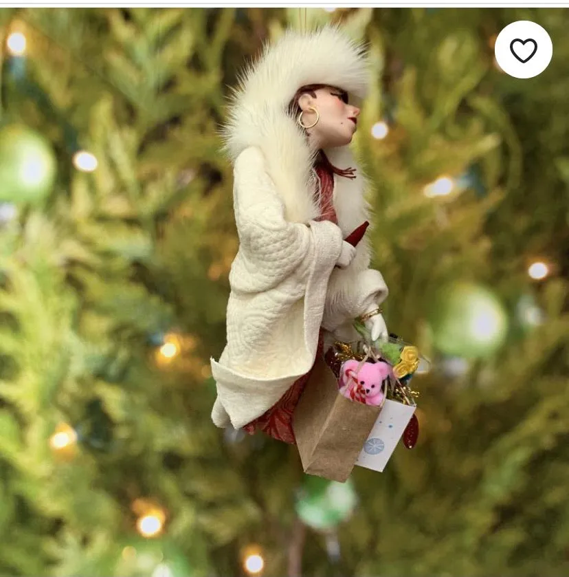 Christmas Shopper Hanging ornament - Love to shop - Gift for wife - Shopaholic christmas ornament -Trophy Wife Shopping - Handmade Christmas