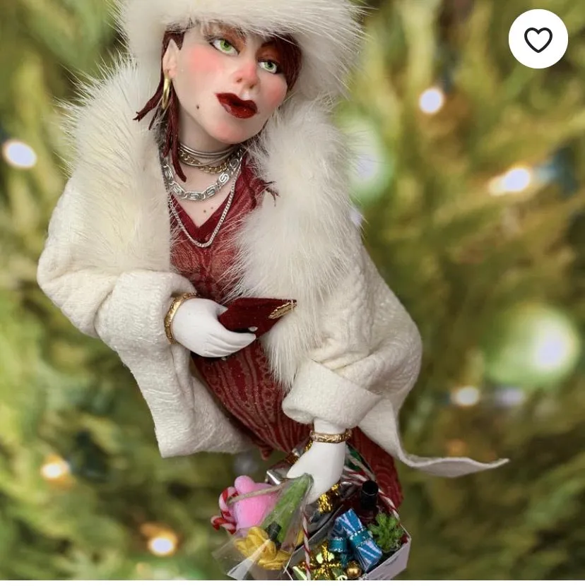 Christmas Shopper Hanging ornament - Love to shop - Gift for wife - Shopaholic christmas ornament -Trophy Wife Shopping - Handmade Christmas