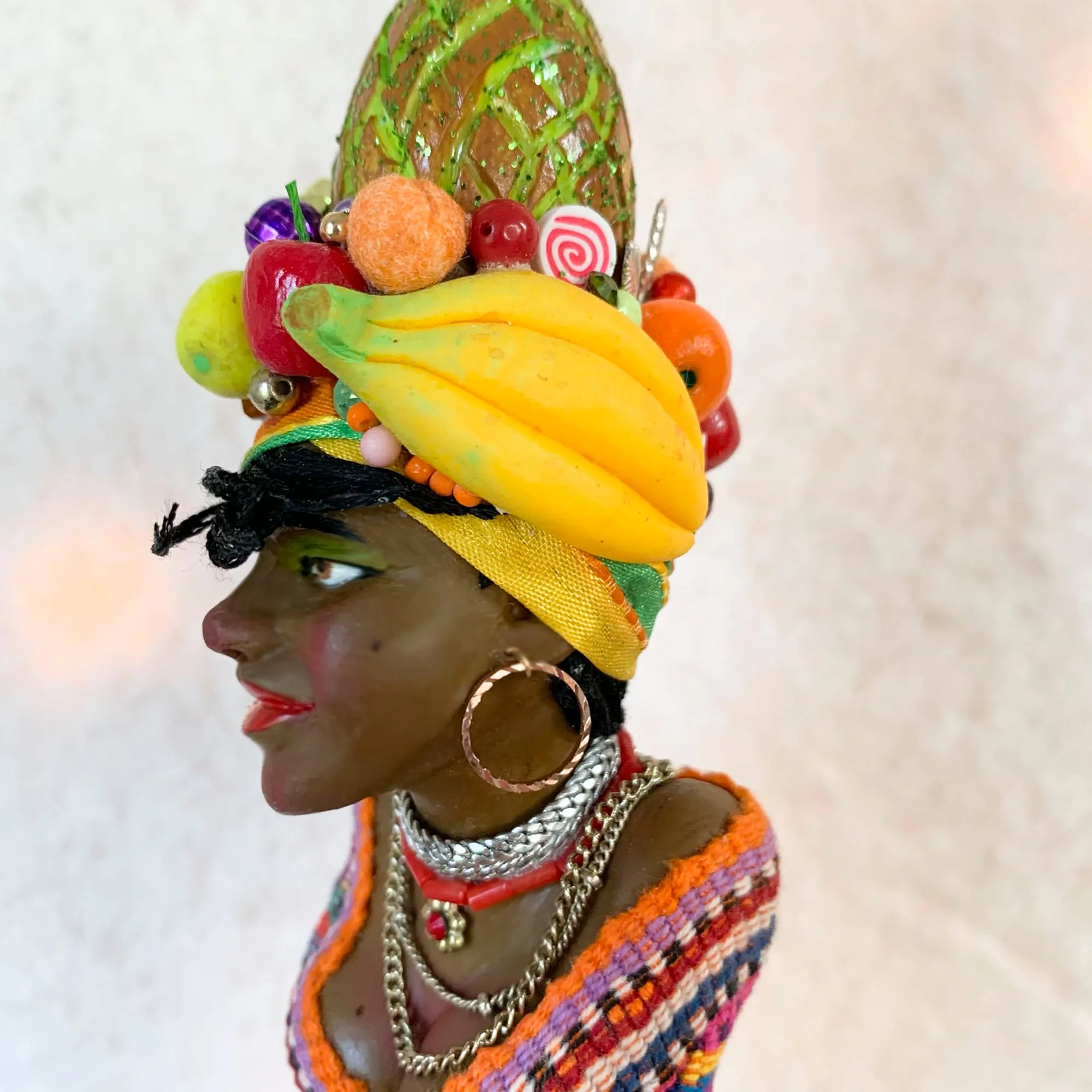 Christmas Sweetie hanging ornament - Indoor Christmas tree decorations - Carmen Miranda Brazilian samba singer, dancer, Broadway actress