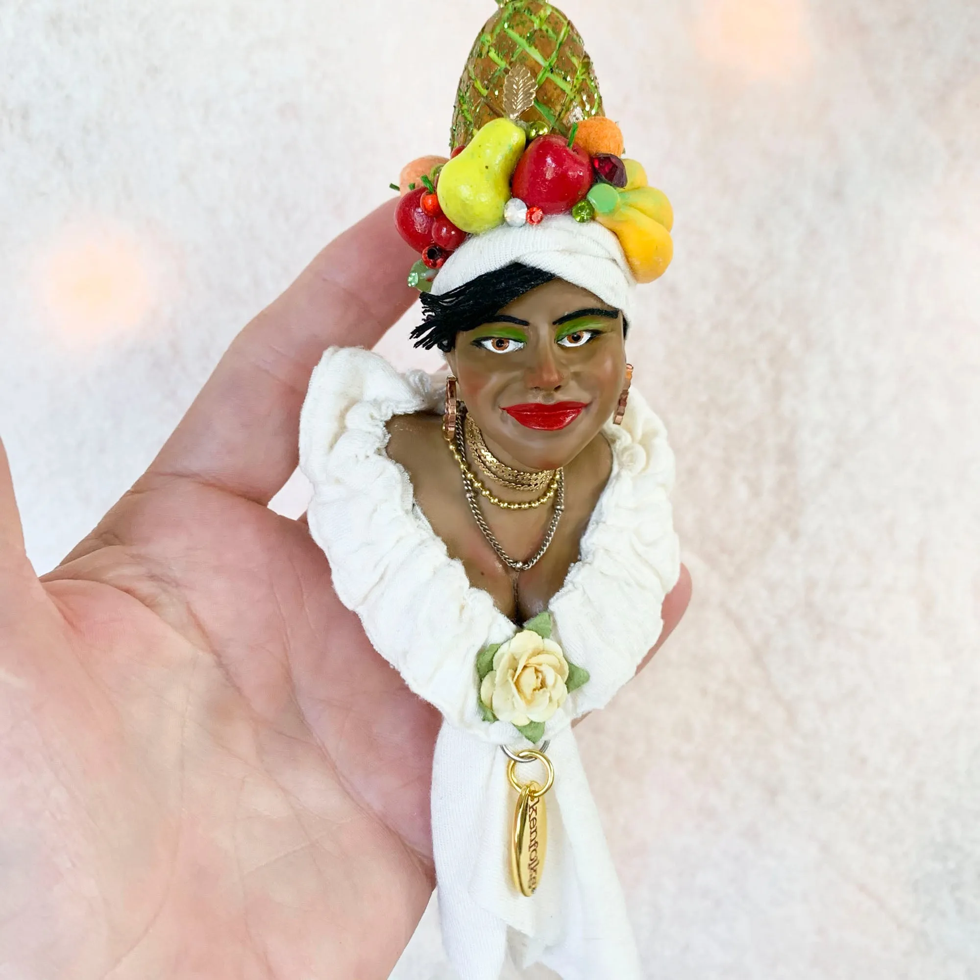 Christmas Sweetie hanging ornament - Indoor Christmas tree decorations - Carmen Miranda Brazilian samba singer, dancer, Broadway actress