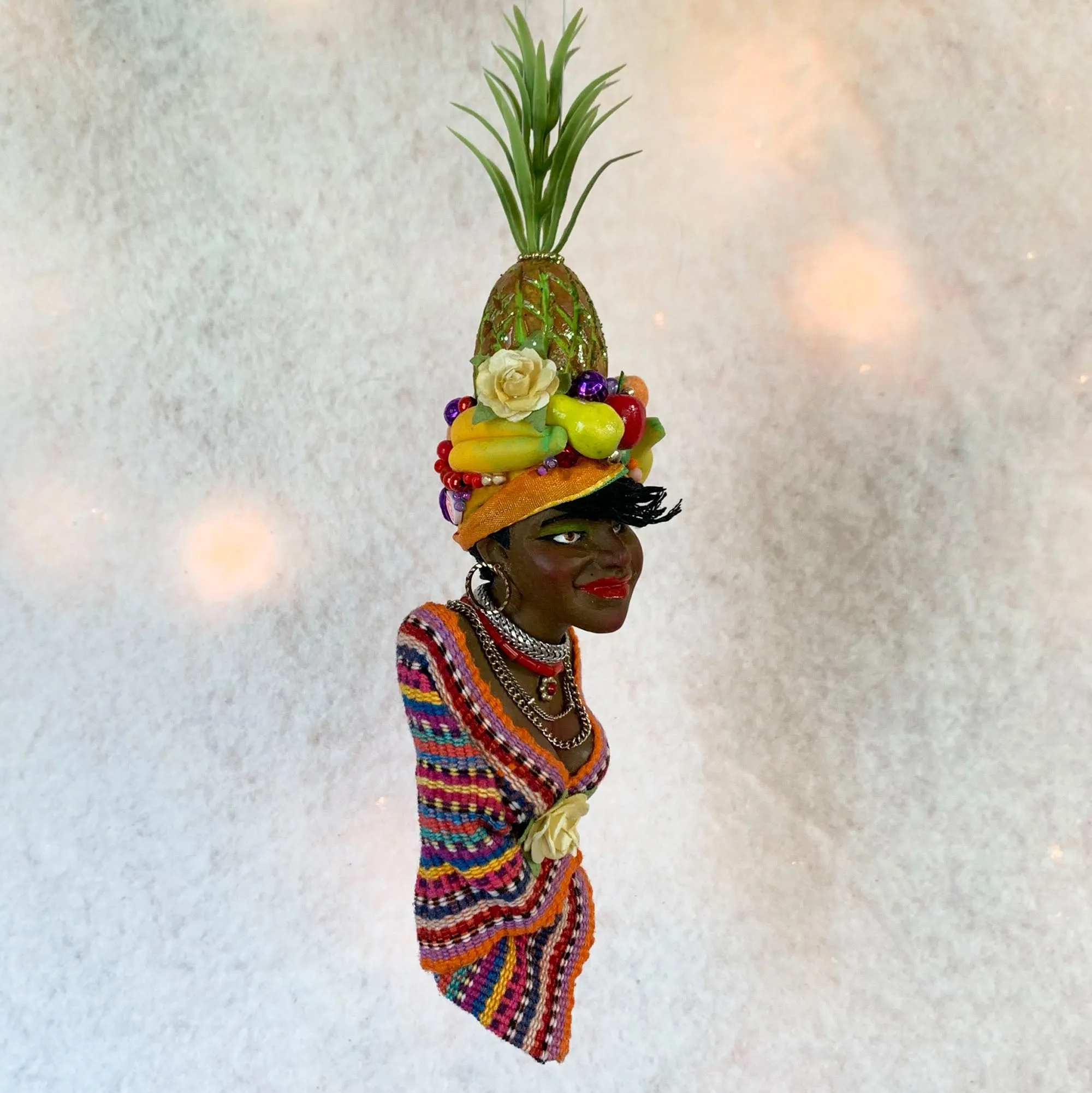 Christmas Sweetie hanging ornament - Indoor Christmas tree decorations - Carmen Miranda Brazilian samba singer, dancer, Broadway actress