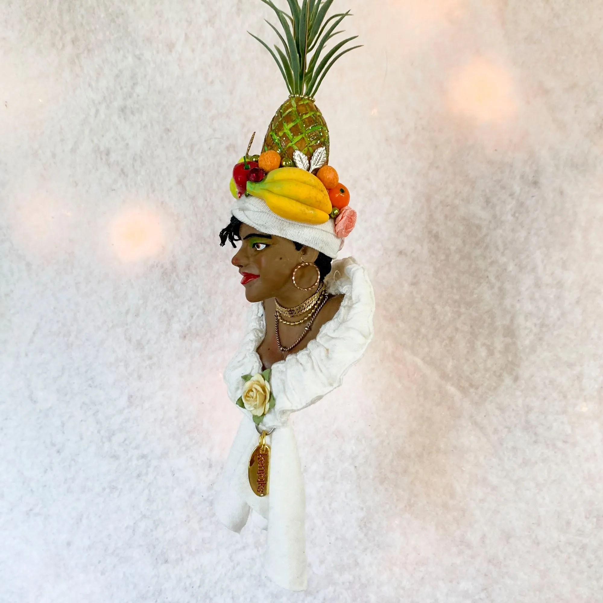 Christmas Sweetie hanging ornament - Indoor Christmas tree decorations - Carmen Miranda Brazilian samba singer, dancer, Broadway actress