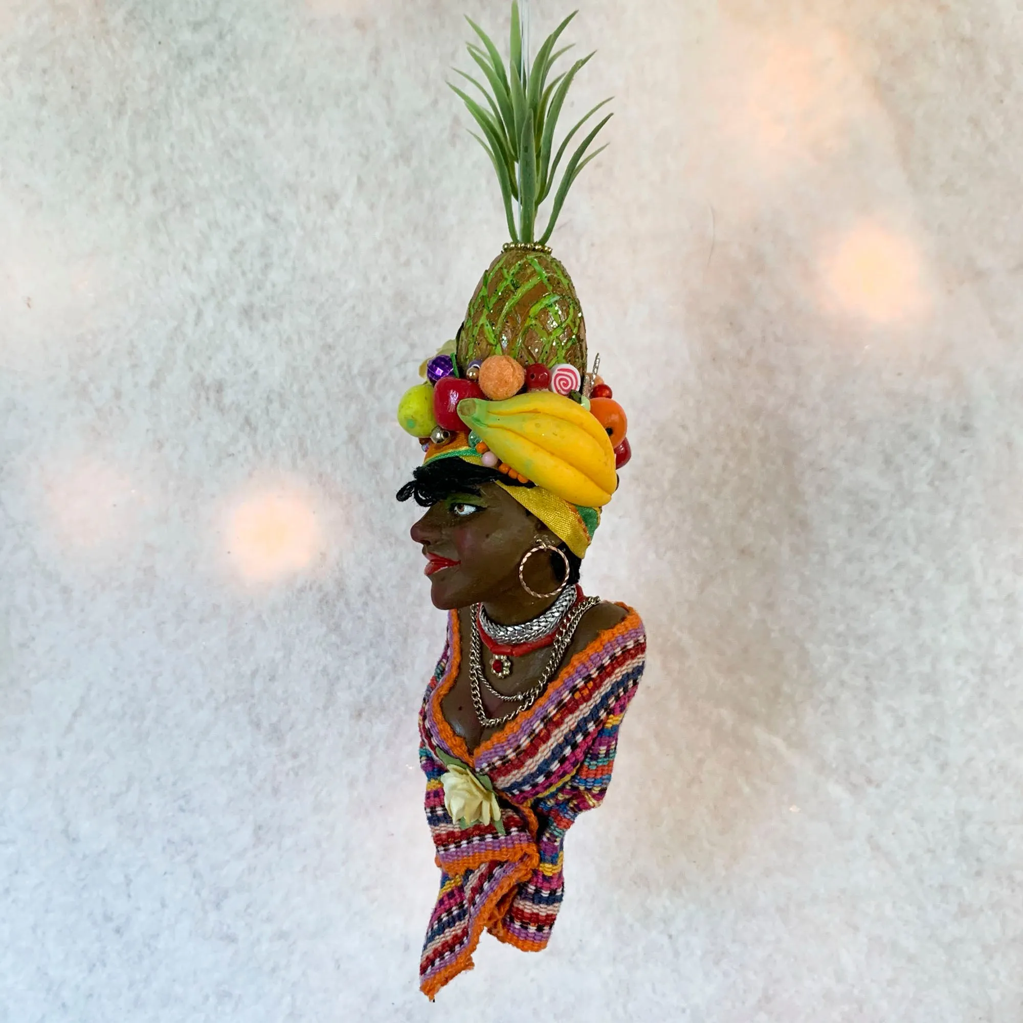Christmas Sweetie hanging ornament - Indoor Christmas tree decorations - Carmen Miranda Brazilian samba singer, dancer, Broadway actress