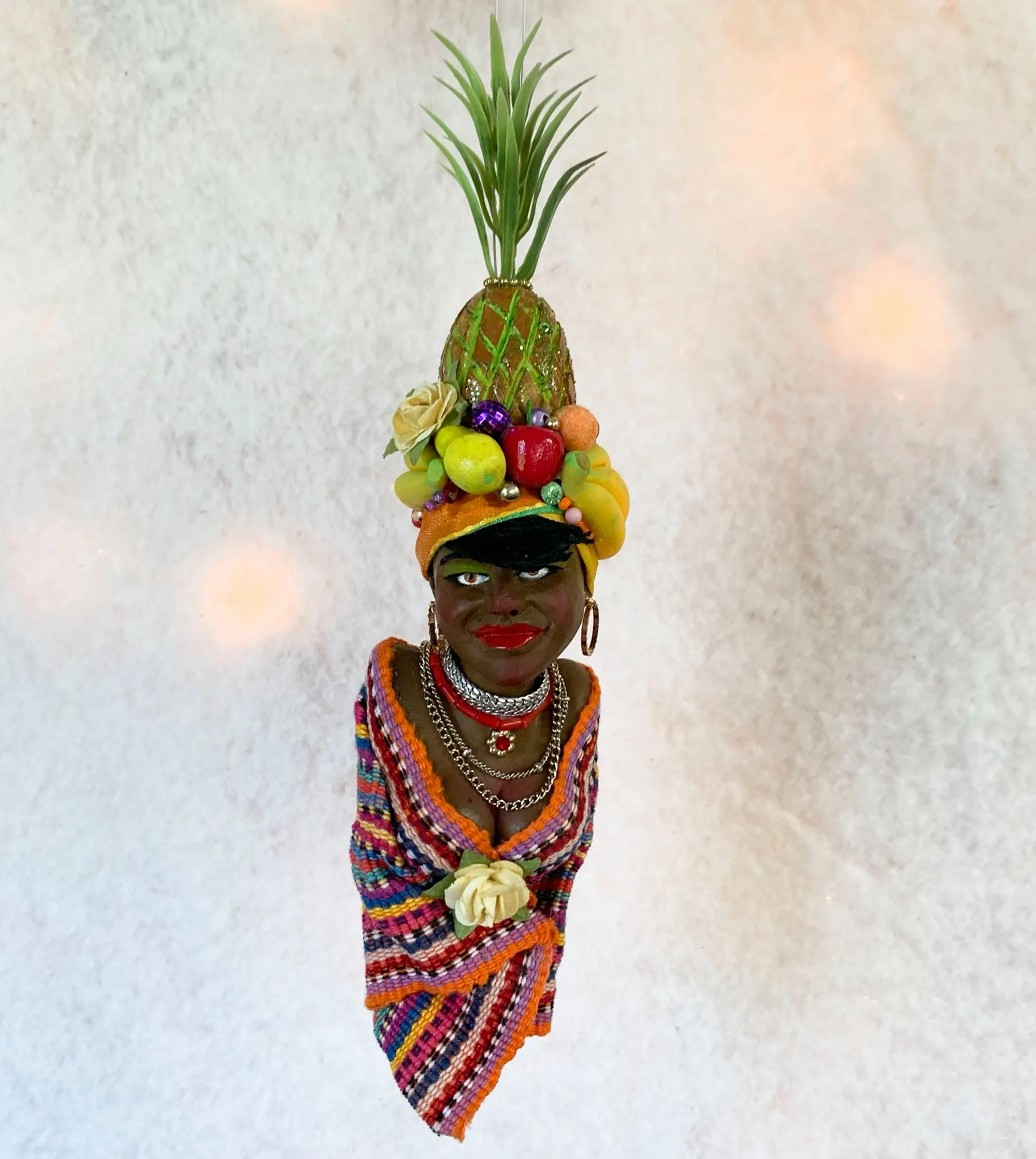 Christmas Sweetie hanging ornament - Indoor Christmas tree decorations - Carmen Miranda Brazilian samba singer, dancer, Broadway actress