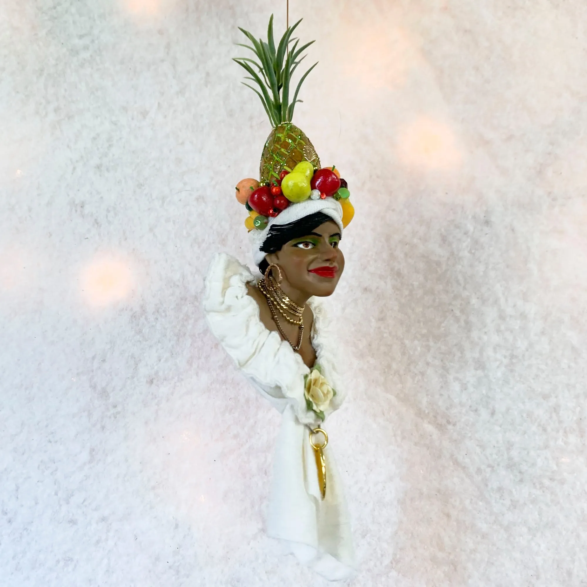Christmas Sweetie hanging ornament - Indoor Christmas tree decorations - Carmen Miranda Brazilian samba singer, dancer, Broadway actress