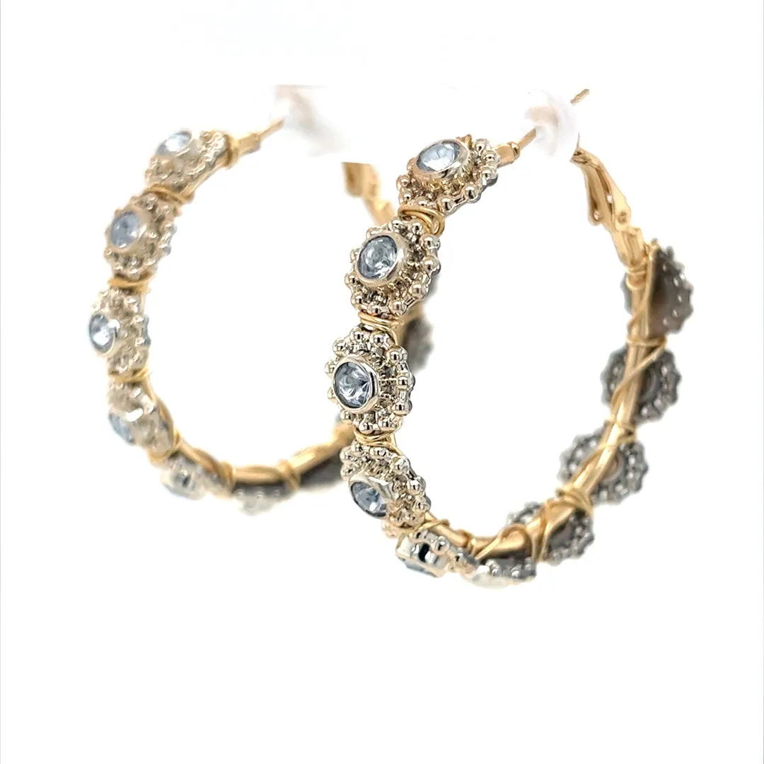 Clear Rhinestone Gold Hoop Earrings Medium