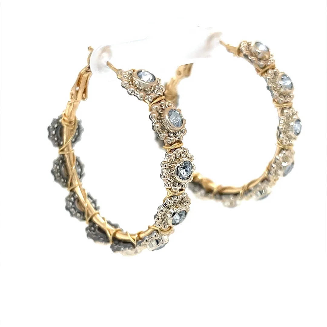 Clear Rhinestone Gold Hoop Earrings Medium