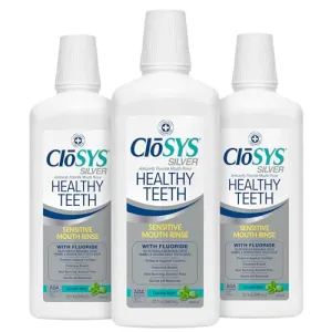Closys Healthy Teeth Anti-Cavity Oral Rinse Mouthwash with Fluoride, Non-Burning, Non-Irritating – 32 Fl Oz (Triple Pack)