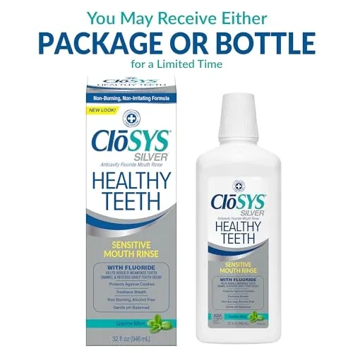 Closys Healthy Teeth Anti-Cavity Oral Rinse Mouthwash with Fluoride, Non-Burning, Non-Irritating – 32 Fl Oz (Triple Pack)