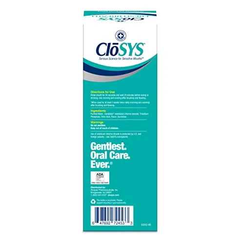 CloSYS Sensitive Mouthwash, 32 Ounce, Gentle Mint, Alcohol Free, Dye Free, pH Balanced, Helps Soothe Mouth Sensitivity, Fights Bad Breath