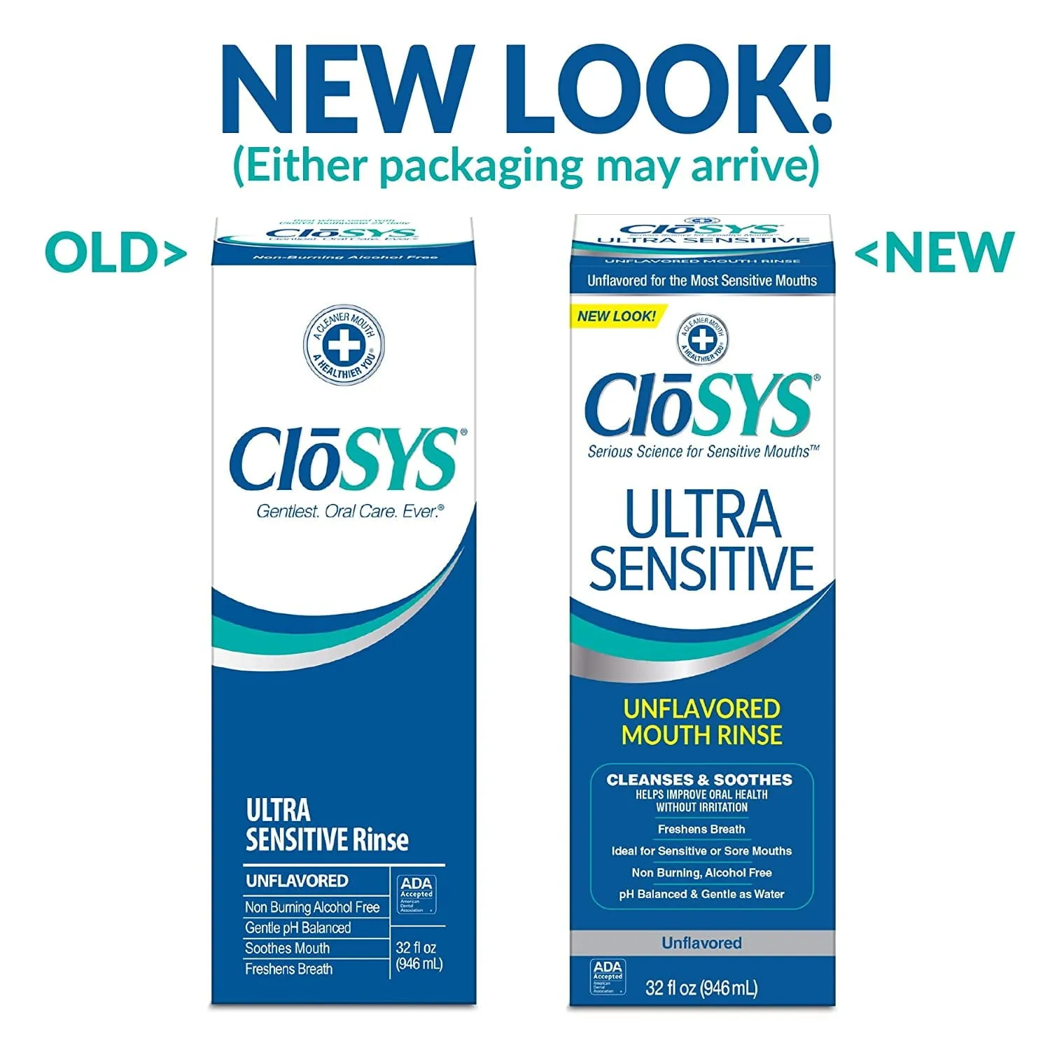 CloSYS Ultra Sensitive Mouthwash Unflavored w/ Optional Flavor Control, 32oz