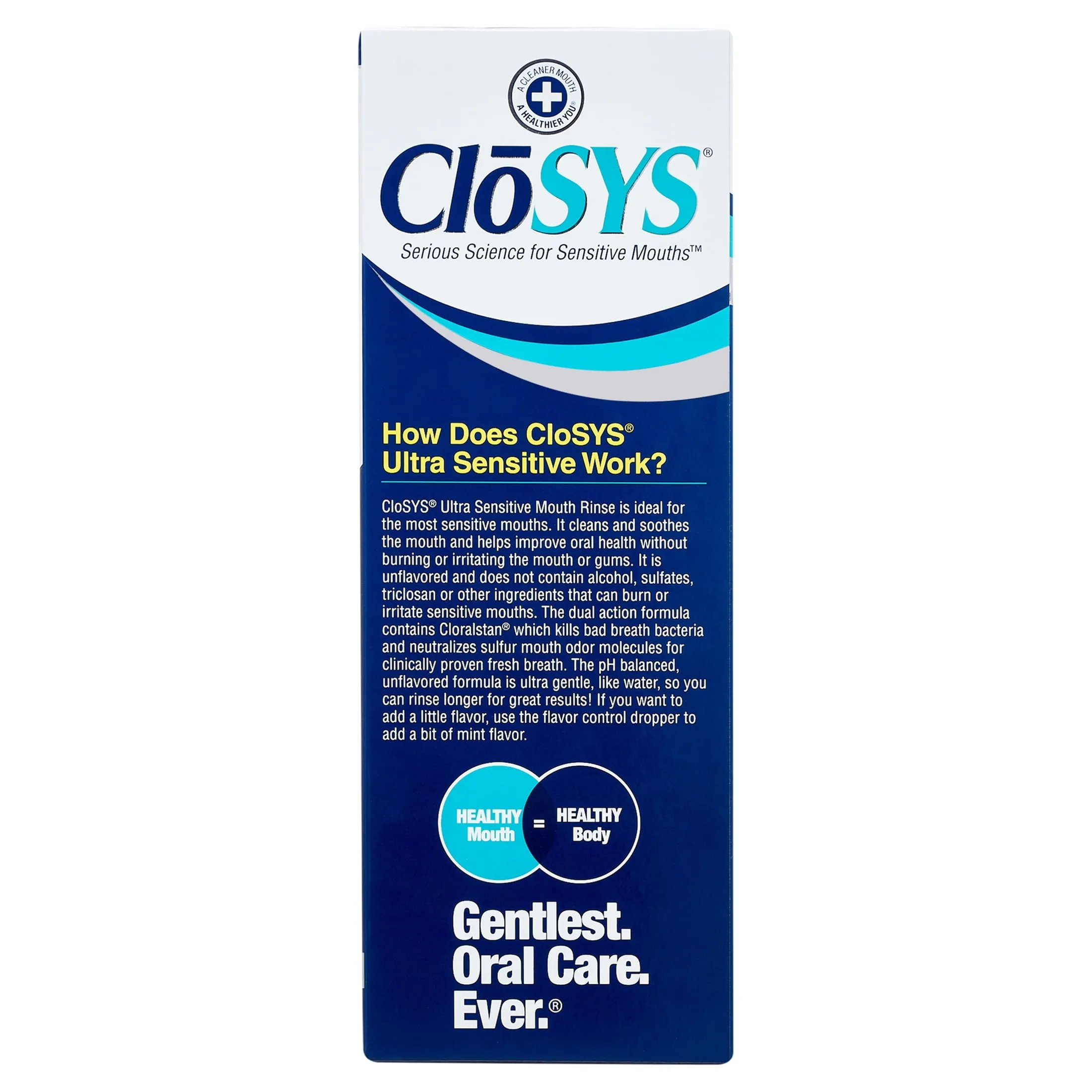 CloSYS Ultra Sensitive Mouthwash Unflavored w/ Optional Flavor Control, 32oz