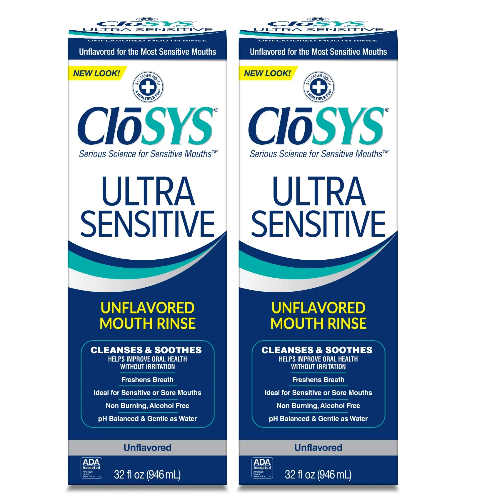 CloSYS Ultra Sensitive Unflavored Mouthwash (32 oz, Pack of 2)   CloSYS Mint Oral Breath Spray (0.31 oz, Pack of 3)