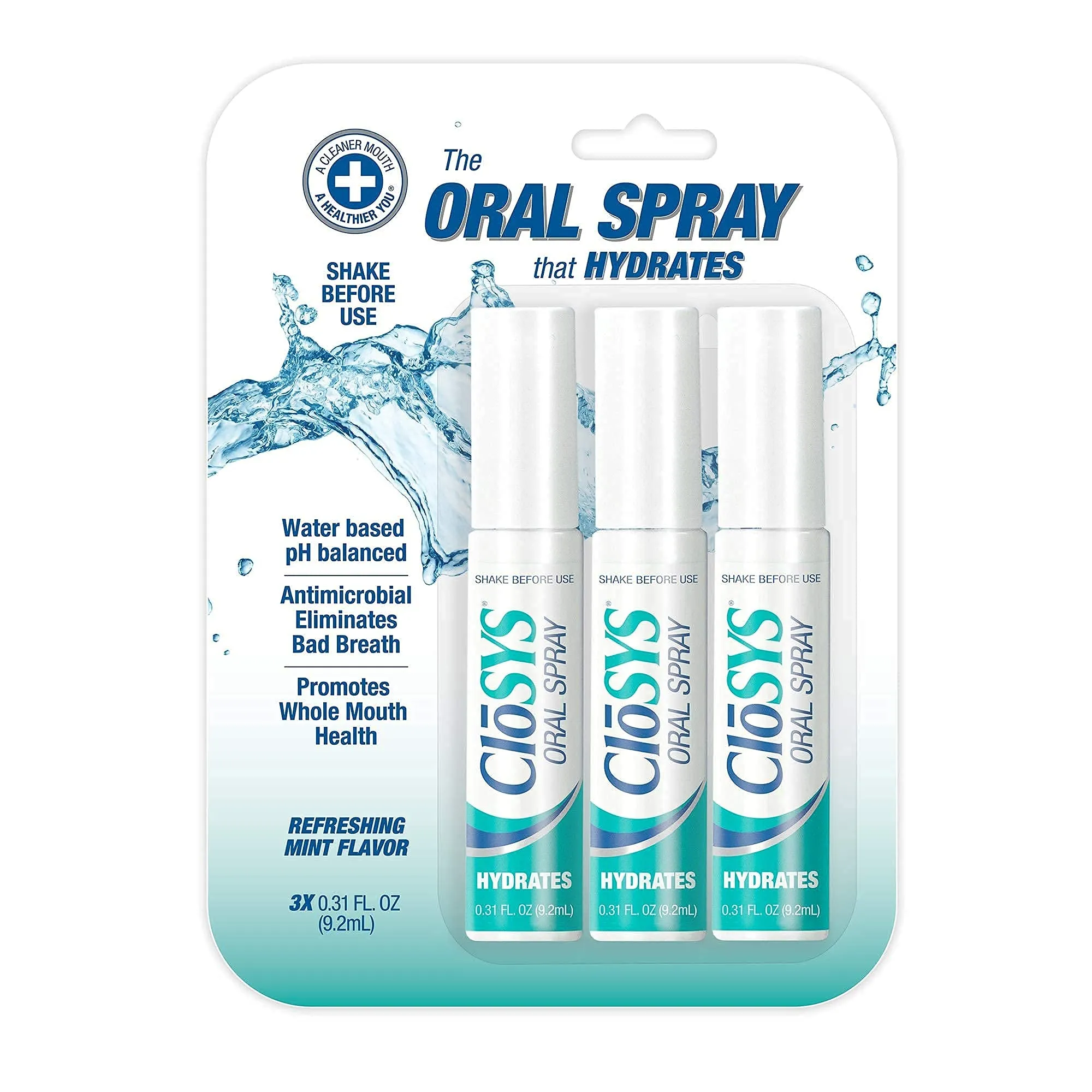 CloSYS Ultra Sensitive Unflavored Mouthwash (32 oz, Pack of 2)   CloSYS Mint Oral Breath Spray (0.31 oz, Pack of 3)