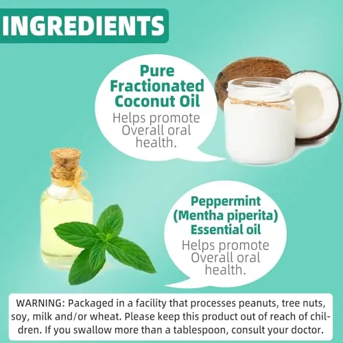 Coconut Oil Pulling for Fresh Breath and Oral Hygiene - Ayurvedic Expert Formulated | Supports Healthy Gums | Natural - Includes Tongue Scraper and Measuring Cup - 16 fl. oz
