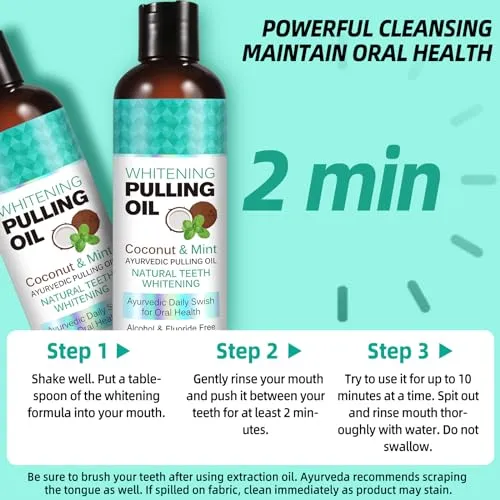 Coconut Oil Pulling for Fresh Breath and Oral Hygiene - Ayurvedic Expert Formulated | Supports Healthy Gums | Natural - Includes Tongue Scraper and Measuring Cup - 16 fl. oz