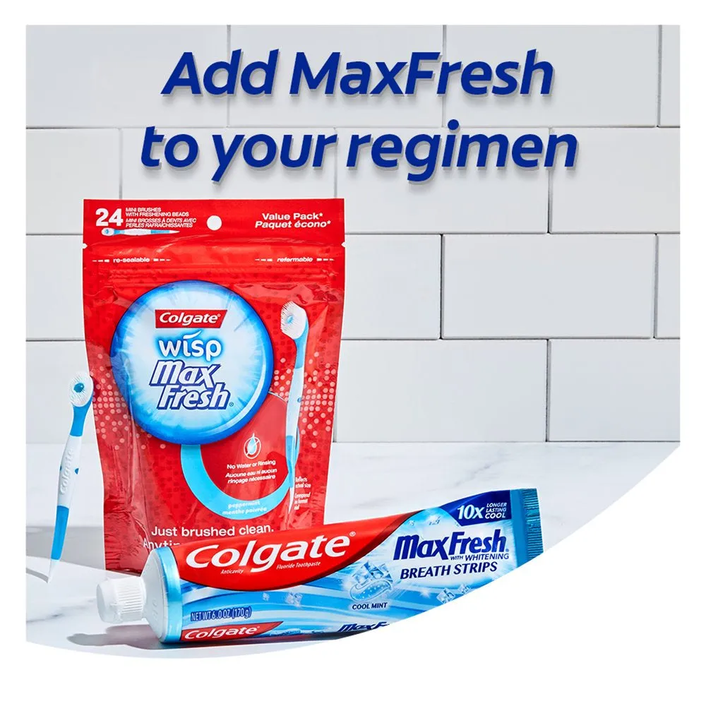 Colgate Max Fresh Toothpaste, Mini Breath Strips, Clean Mint, 3 Pack, 6.3 oz