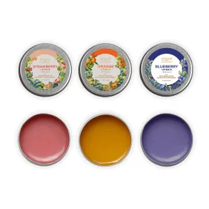 Combo of Ghee Enriched 100% Natural Strawberry, Orange & Blueberry Lip Balms, 7gms Each