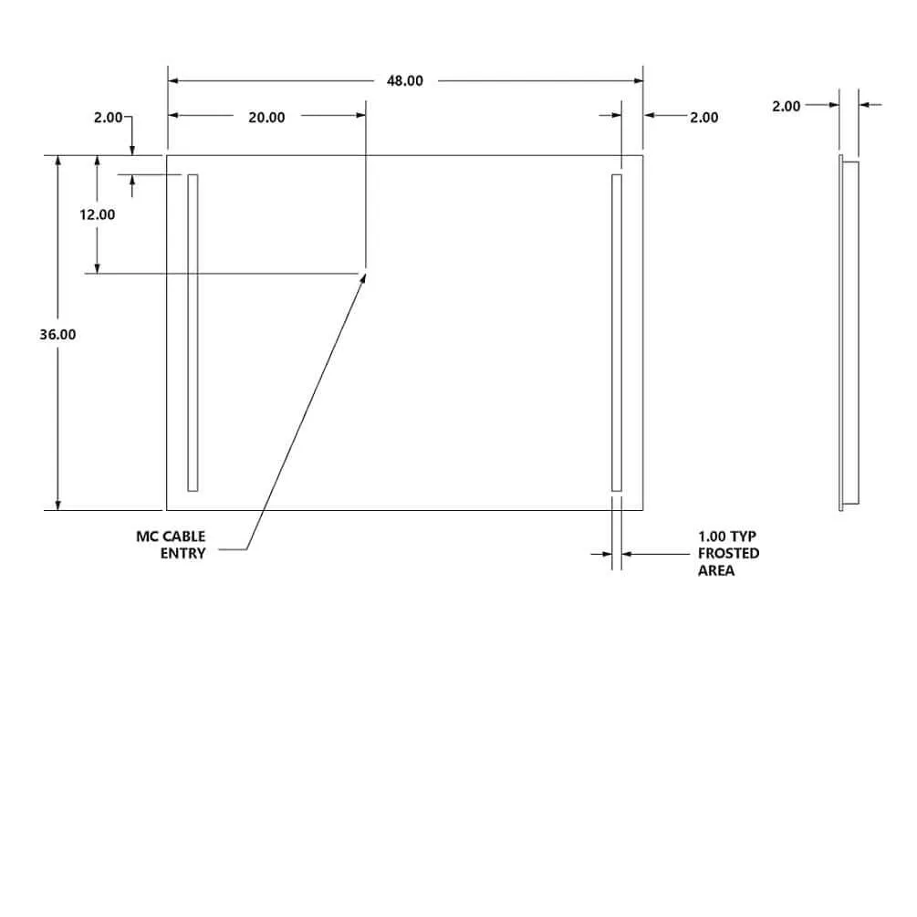 Cordova Charisma Natural-Light Bathroom LED Mirror with 1-inch Frosted Vertical Bands - 4 Sizes