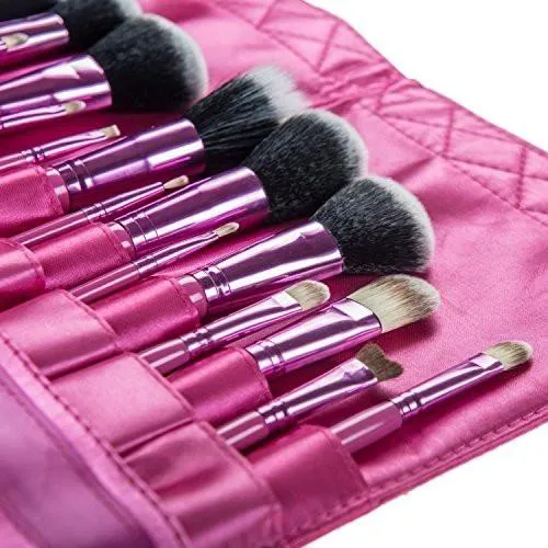 Cosmetics 20 Pieces Natural Facial Makeup Brush Set w/ Leather Pouch