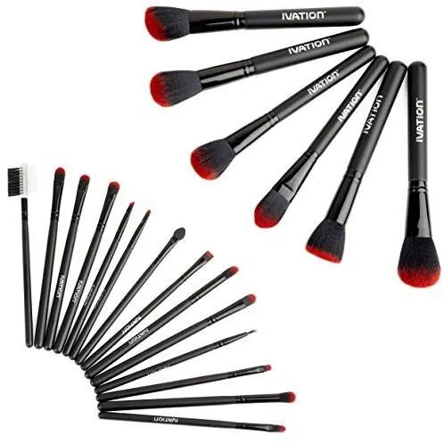 Cosmetics 20 Pieces Natural Facial Makeup Brush Set w/ Leather Pouch
